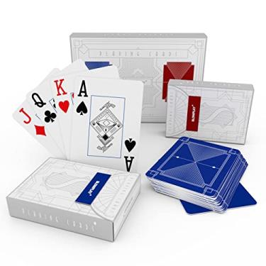 Imagem de SLOWPLAY 100% Plastic Playing Cards, 2-Deck Poker Card Set, Jumbo Index, Poker Size, Superior Flexibility and Durability, Waterproof & Washable, Professional Playing Cards for Texas Hold’em Poker