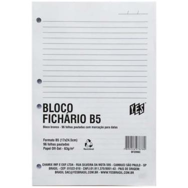 Imagem de Bloco c/ 96 Folhas Fichário Pautado B5 Colegial Yes