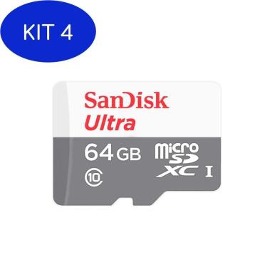 Imagem de Kit 4 Cartão De Memória Sandisk 64Gb Ultra 80Mb/S Microsdxc