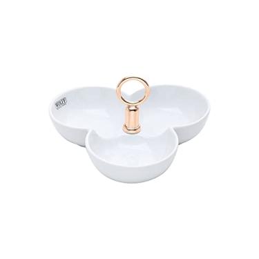 Imagem de PETISQUEIRA TRIPLA DE PORCELANA C/PUXADOR ROSÉ CANNES 22,5cm