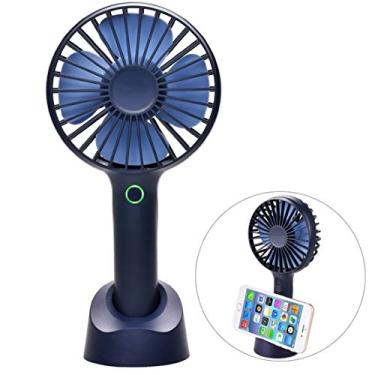 Imagem de HiXB Ventilador USB Mini USB Desktop Fan Office Ventilador pessoal Ventilador de resfriamento portátil de verão Pode funcionar como um suporte de telefone, azul