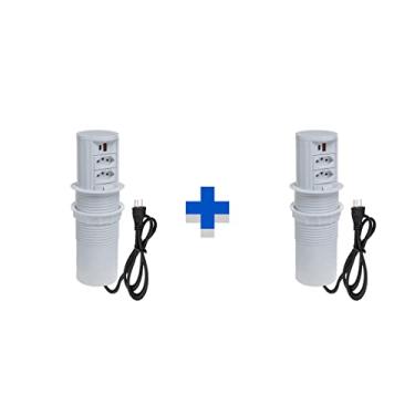 Imagem de Kit 2 Torres De Tomada Slim Manual 2Tom 20A 2USB 3.5 TipoC COR:BRANCO