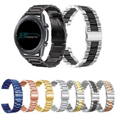 Imagem de Pulseira 22mm Metal 3 Elos compatível com Samsung Galaxy Watch 3 45mm - Galaxy Watch 46mm - Gear S3 Frontier - Amazfit gtr 47mm