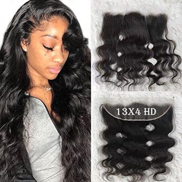 Imagem de Forawme 10A cabelo brasileiro ondulado pré-arrancado de alta definição com renda frontal e peça de cabelo humano 40 cm 30 cm x 10 cm de orelha a orelha HD fecho frontal de renda suíça transparente com linha de cabelo natural