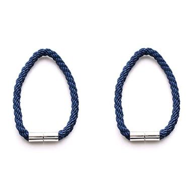 Imagem de 1 peça Cortina Magnética Acessórios de Sala Cilindro Bola Suspensa Suporte de Cortina Corda Corda Decoração Cinta Fivela Pendurada, Azul