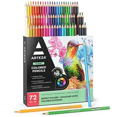 Imagem de ARTEZA Lápis de cor para adultos, 72 lápis de cor, lápis de desenho triangular para artistas, materiais de arte para ilustrar e esboçar