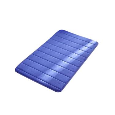 Imagem de SHENGANG Tapete de Banho Tapete de Chuveiro Espuma de Memória Absorvente Coral Fleece Tapete de Banheiro Tapete de Piso Antiderrapante, Azul, 40x60cm