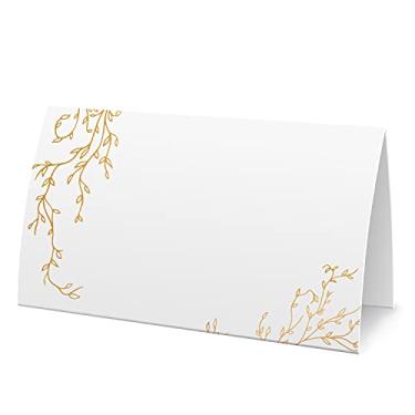 Imagem de Etiquetas para barraca de alimentos de folha dourada (pacote com 25) – Cartões de lugar para casamentos, cartões de mesa – Perfeito para cartões de casamento, mesas de banquete, etiqueta de comida de bufê - (FZ-a07)