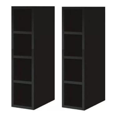 Imagem de Kit 2 un Nicho Garrafeiro Adega Porta Garrafas 15x60x30 cm Preto Fosco