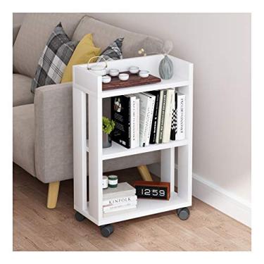 Imagem de Estante de madeira Mordern Estante de estantes de móveis Prateleira de armazenamento para quarto, sala de estar, unidades de prateleira multifuncionais para coleção, organizador de armazenamento, estante de 3 níveis (cor