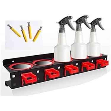 Imagem de Armazenamento Em Rack De Frascos De Spray, Armazenamento De Frascos De Spray Montado Na Parede, Organizador De Suporte De Frasco De Spray Trilho De Suspensão 5 Furos Acessórios De Loja De Beleza S