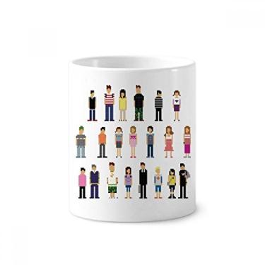 Imagem de Pares de personagens do jogo suporte de caneta de escova de dentes de pixel caneca suporte de cerâmica copo de lápis