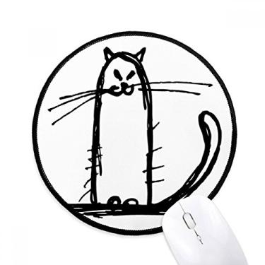 Imagem de Mouse pad com estampa de gato pequeno sorriso sentado linha preta para computador