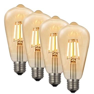 Imagem de Combo Kit com 4 Lâmpadas Luminária Filamento de LED ST64 4W 14cm 2200K