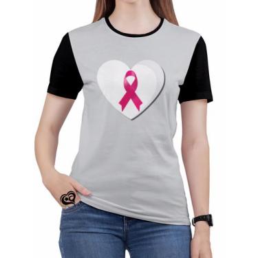 Imagem de Camiseta Outubro Rosa Plus Size Feminina Cancer Blusa Branco - Alemark