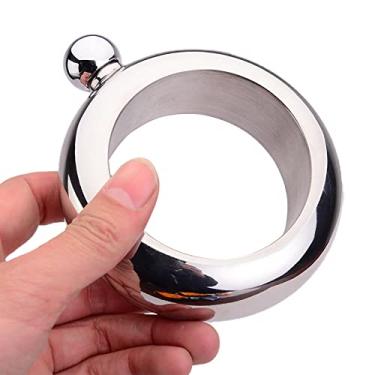 Imagem de Pulseira Frasco de Aço Inoxidável Feito à Mão Presente para Mulheres Homens Frasco de Festa Escondido Conjunto de Funil 100 ml, Prata, 100 ml