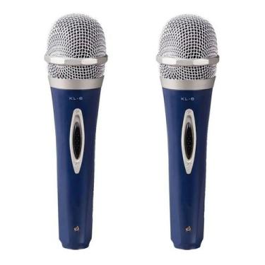 Imagem de Kit Com 2 Microfones Dinâmicos Com Fio Voz Cantar Karaoke / Palestra -