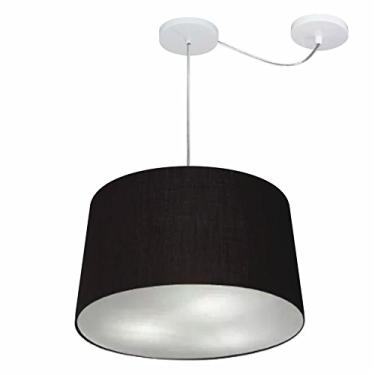 Imagem de Lustre Pendente com Desvio de Centro Cúpula 30/40x45 cm, Vivare Iluminação, Pendente4277 PR, Preto, Médio