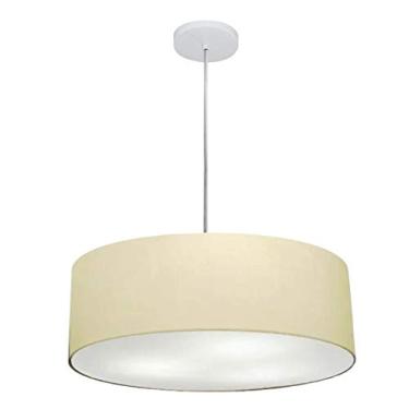 Imagem de Lustre Pendente Cilíndrico Cúpula Tecido 45x15 cm, Vivare Iluminação, Pendente4254 LA, Algodão Cru, Médio