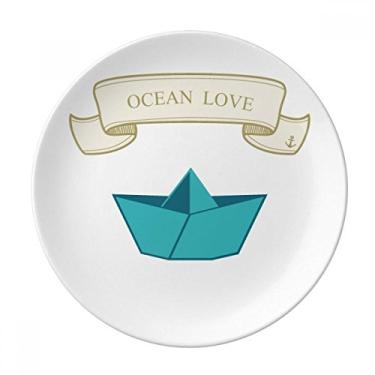 Imagem de Prato de vela dobrável de papel para barco, oceano, amor, mar, porcelana decorativa, salver, louça, jantar