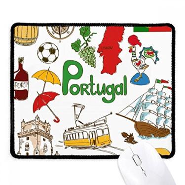 Imagem de Portugal Landscap Animals Mousepad Bandeira nacional Borda costurada Tapete de borracha para jogos
