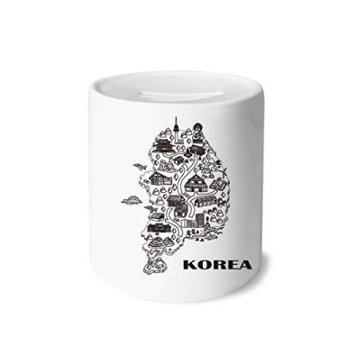 Imagem de DIYthinker Mapa coreano Seul e Busan caixa de dinheiro caixa de cerâmica porta-moedas presente de cofrinho