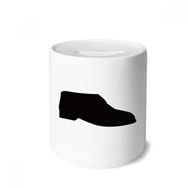 Imagem de DIYthinker Cofrinho masculino de couro preto com contorno para dinheiro, caixa de moedas de cerâmica