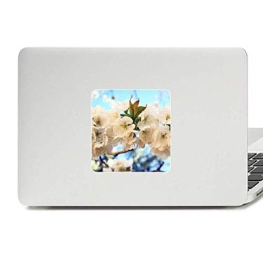 Imagem de Adesivo de vinil Paster para laptop com flores brancas