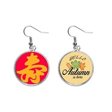 Imagem de Brinco grande vermelho com pinceladas de felicitação, orelha, pendente, folha de outono, joia