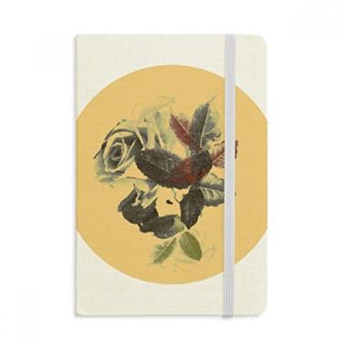 Imagem de Caderno de folhas de flores em cor de água, capa dura em tecido oficial diário clássico