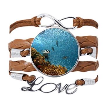Imagem de DIYthinker Bracelete com imagem da natureza de corais de peixe oceano com corrente de amor para presente