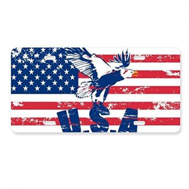 Imagem de DIYthinker Bandeira da América Haliaeetus leucocephalus Eagle placa de licença decoração de carro acessório de aço inoxidável