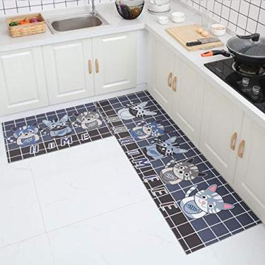 Imagem de Jun Jiale Tapete de cozinha de qualidade premium, base de borracha antiderrapante durável, tapete lavável (50,8 x 78,7 cm + 50,8 x 200,7 cm) cor de gato