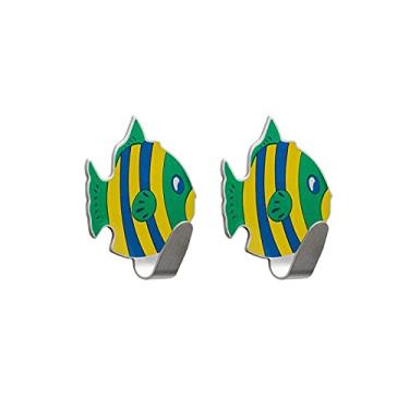 Imagem de Gancho Inox Adesivo Peixinho Viva Utile BemFixa Amarelo/verde