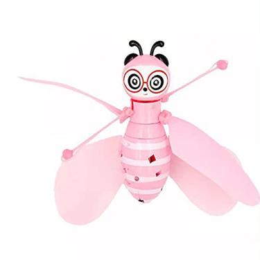 Imagem de Bola voadora rosa de abelha RC brinquedo voador para crianças meninos e meninas com LED colorido piscante helicóptero bola brinquedo presente para crianças jogos internos