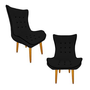 Imagem de Kit 02 Poltrona Decorativa Jessica Sala De Estar Salão Clínica Suede Preto - LM DECOR