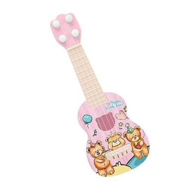 Imagem de Brinquedo de Violão Ukulele Infantil, Miniguitarra Educacional de 4 Cordas para Crianças Em Casa (Molde do ursinho)