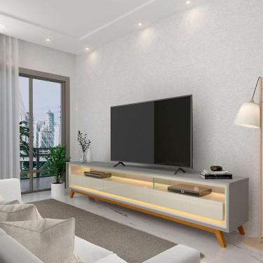 Imagem de Rack para TV com LED Requinte 212 Cinza Off White - Gelius