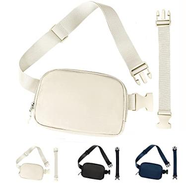 Imagem de Pochete para mulheres e homens, bolsa tiracolo moderna, mini bolsa de cinto com alça ajustável e cinto de extensão de 30 cm, bolsa de cintura impermeável para corrida ao ar livre, caminhadas, viagens