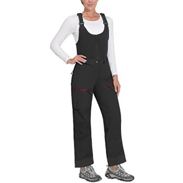 Imagem de Little Donkey Andy Babadores de neve femininos à prova d'água calças de esqui babador de inverno macacão de snowboard calças de neve à prova de vento calças de esqui Ripstop femininas calças de pesca ao ar livre preto