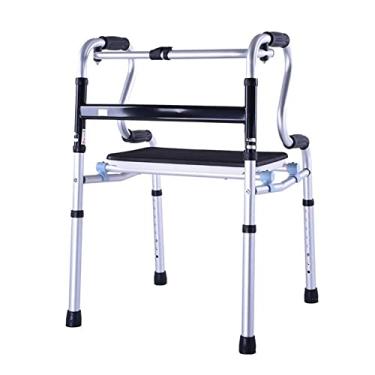 Imagem de Andador dobrável com assento e 2 rodas - ajustável, portátil, leve, compacto, para idosos, auxílio de mobilidade médica para deficientes |Andarilho bariátrico para adultos (cor: sem rolagem com o