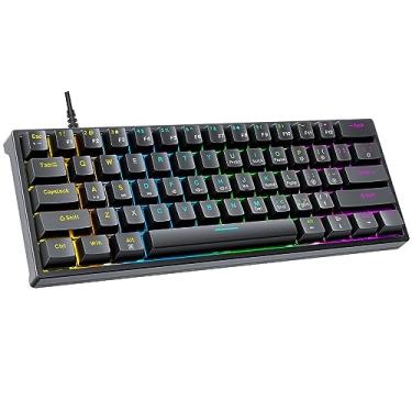 Imagem de Tenglan G101 61 teclas teclado mecânico com fio rgb backlight teclado pbt injeção de duas cores keycap mecânico interruptor azul preto