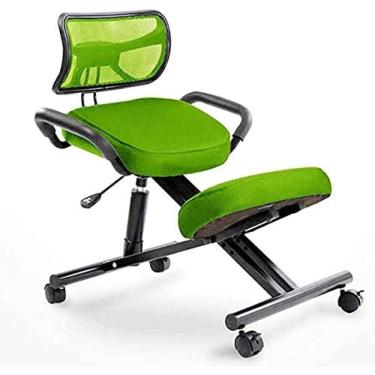 Imagem de Cadeira ergonômica ajoelhada com apoio traseiro, banco ajustável para casa e escritório, verde