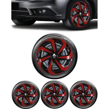 Imagem de Jogo 4 Calotas Esportivas Spider Preto/Vermelho aro 14 RLT Sandero Logan Clio Megane Fluence Symbol