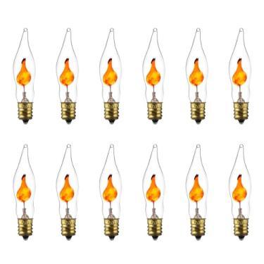 Imagem de Sunlite Candelabro Petite Flicker Flame Lamp Candelabro Base, Laranja, para Iluminação Decorativa e Férias, E12, Base Candelabro, Transparente, 3 Watts, Pacote com 12