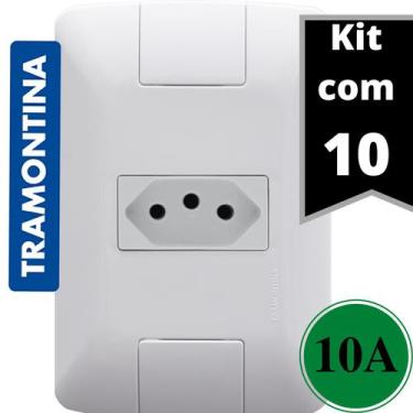 Imagem de Kit 10 Cj Tomada 2P+T 10A/250V Aria Branco - Tramontina