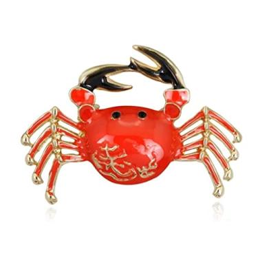 Imagem de Broche Red Crab Brooch Alloy Animal Broche Broche Men Ferme Pin Acessórios para Jóias Femininas Decoração de Vestuário