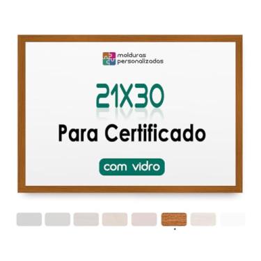 Imagem de Moldura Quadro A4 21x30 com Vidro para Imagem Foto Certificado Diploma (Caramelo, 1,5 cm)