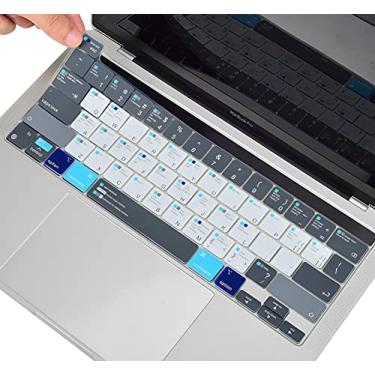 Imagem de Capa para teclado MacBook Pro 13 Atalhos para MacBook Pro 13 polegadas 2024 M2 A2338 2023 2022 2021 2020 M1 A2338 A2289 A2251 e MacBook Pro 16 polegadas A2141 Touch Bar Mac Protetor de teclado de