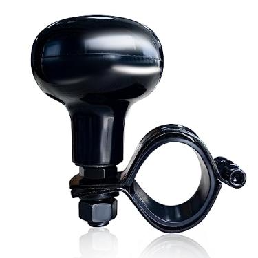Imagem de Kewucn Botão giratório de volante, ajuste universal automático antiderrapante para volante, alças elétricas, acessórios de veículos para carros, semicaminhões, empilhadeiras, tratores, barcos e carros de golfe (preto)